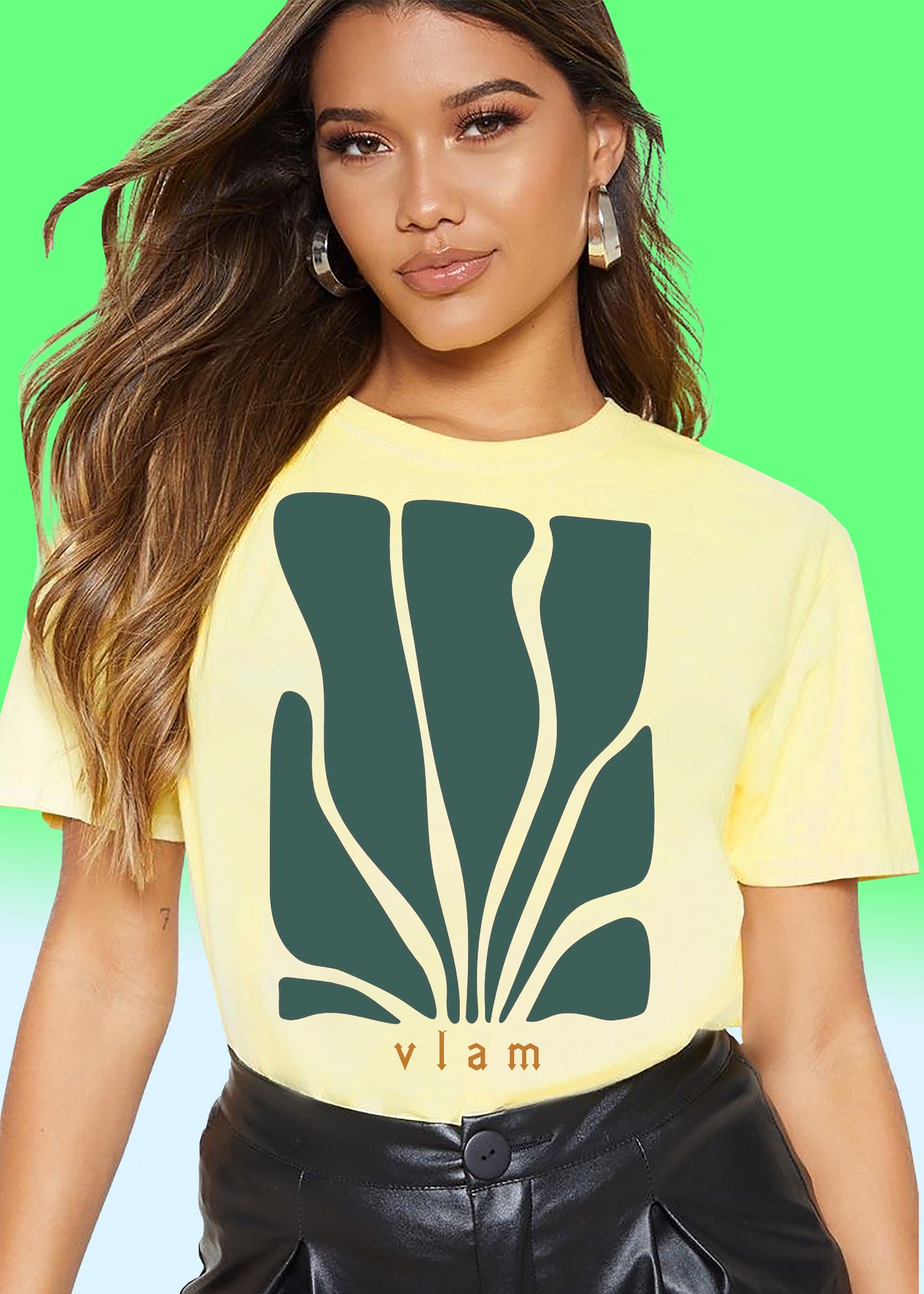 VLAM Trendy Leaf Art Womens Tshirt