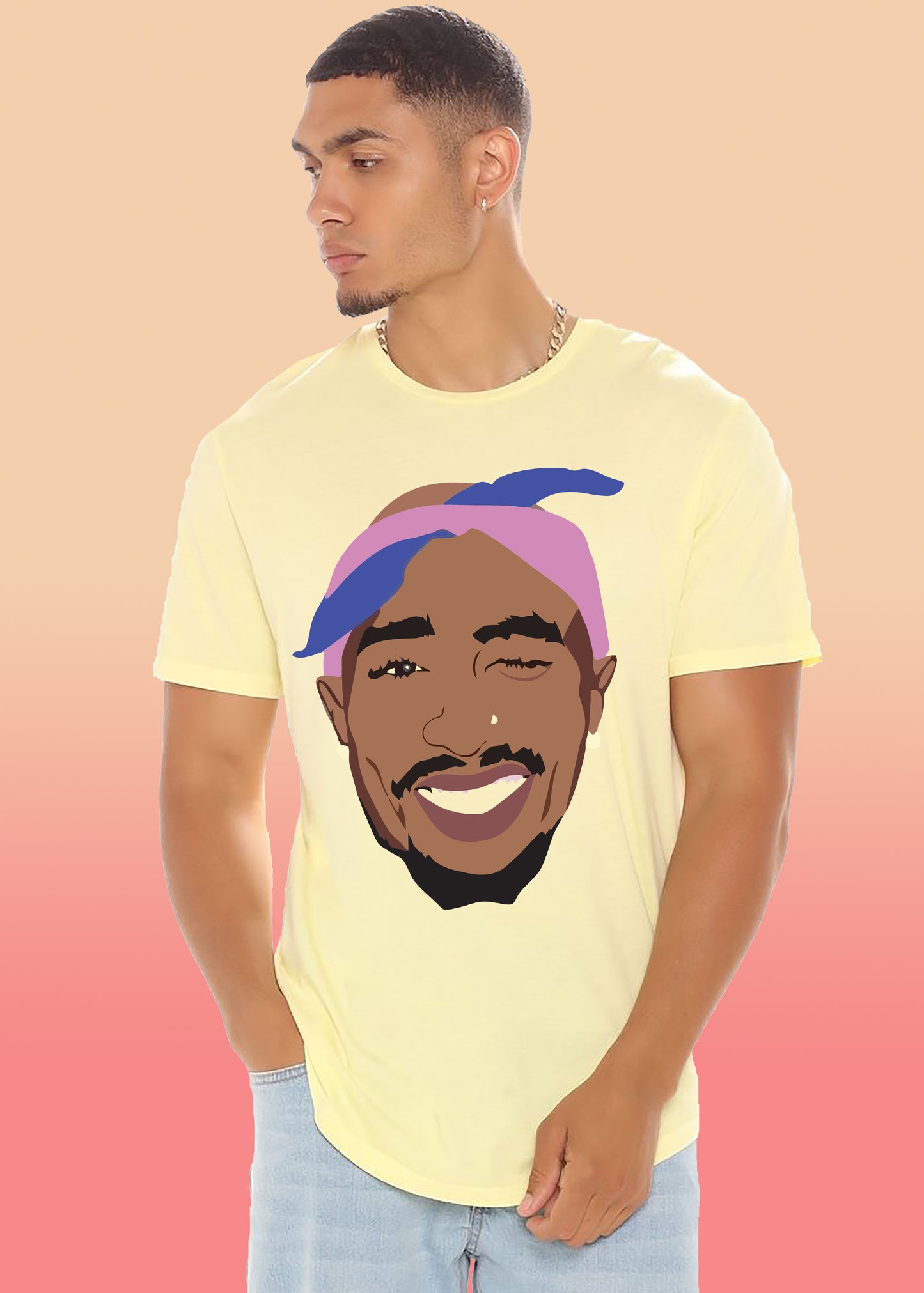 VLAM Mens Tupac Hiphop Rapper T-shirt