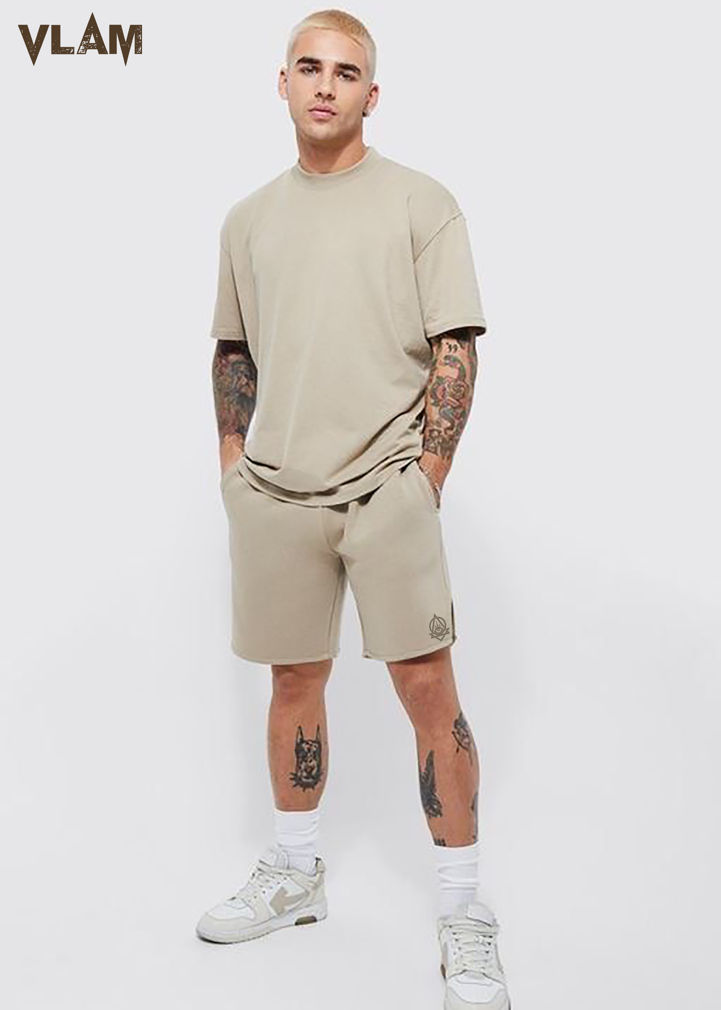 VLAM Unisex Regular Fit Solid Beige Co ord Set