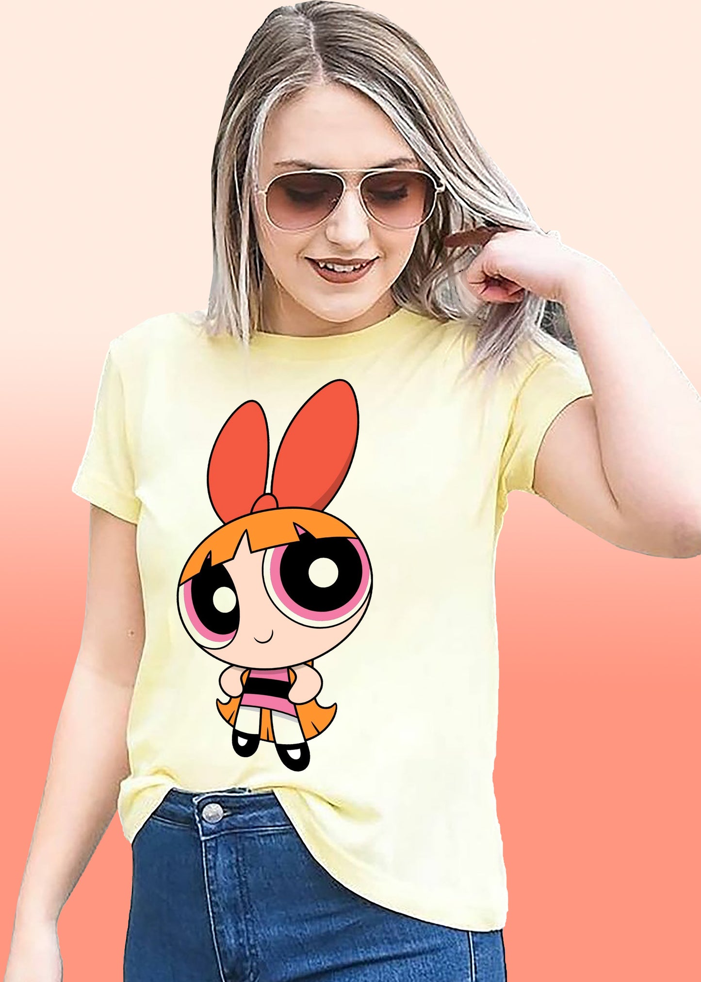 VLAM Womens Blossom Powerpuff Cartoon Tshirt