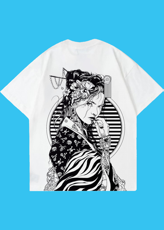 VLAM Girl Art Back Print Women Oversized Tshirt