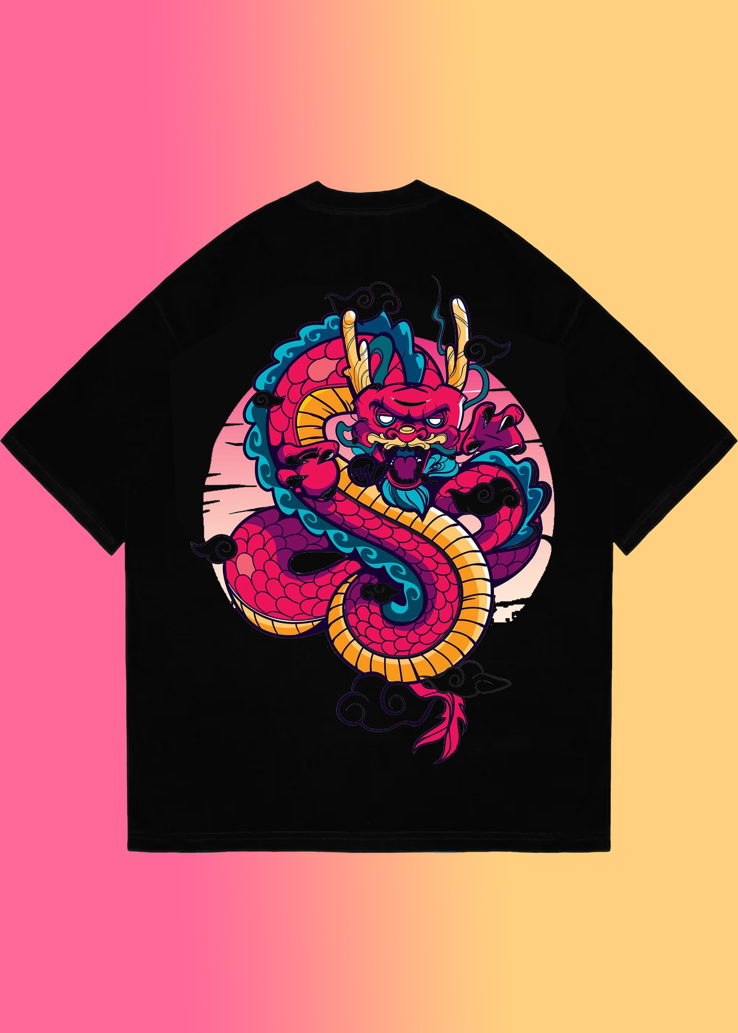 VLAM Pink Dragon Back Print Unisex Oversized Tshirt
