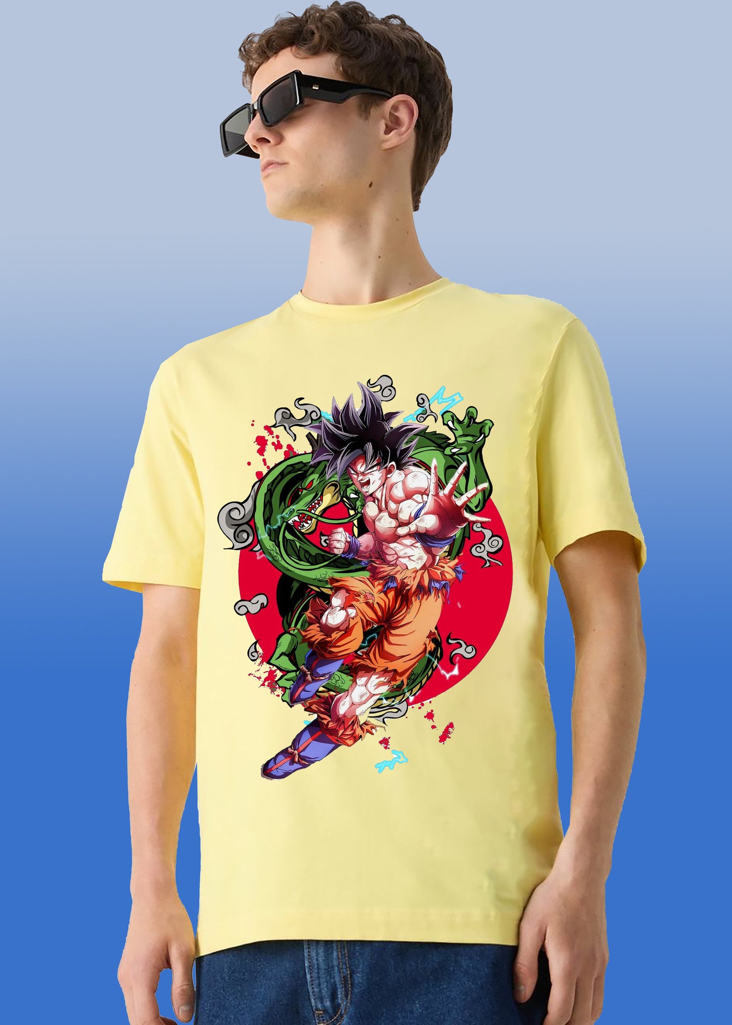 VLAM Goku Dragon Print Mens Anime T-shirt