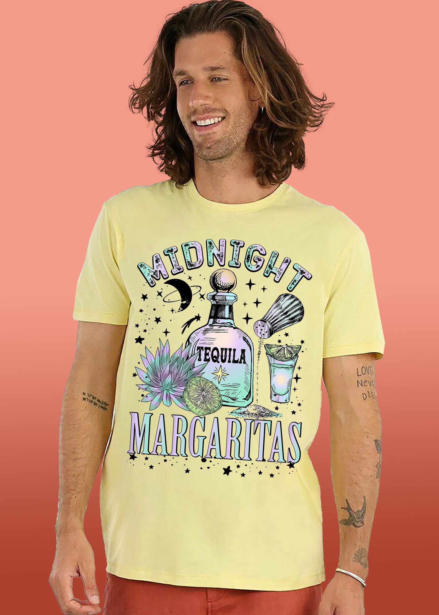 VLAM Mens Midnight Margaritas Graphic T-shirt