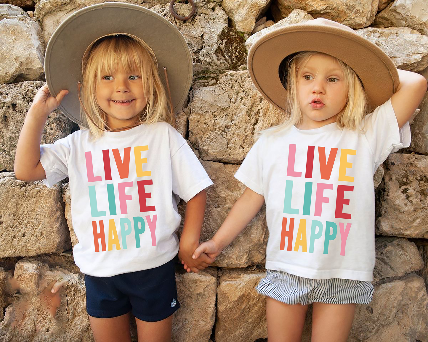 VLAM Live Life Happy Kids Tshirt (Pack of 2)