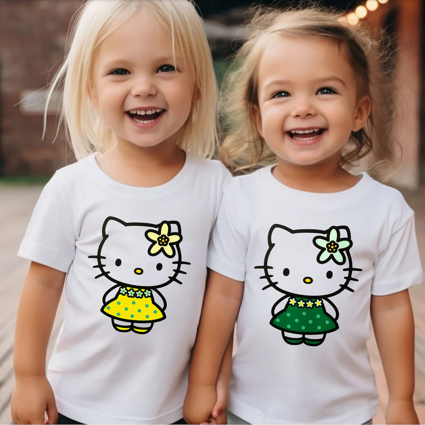 VLAM Kitty Cartoon Print Kids T-shirt  (Pack of 2)