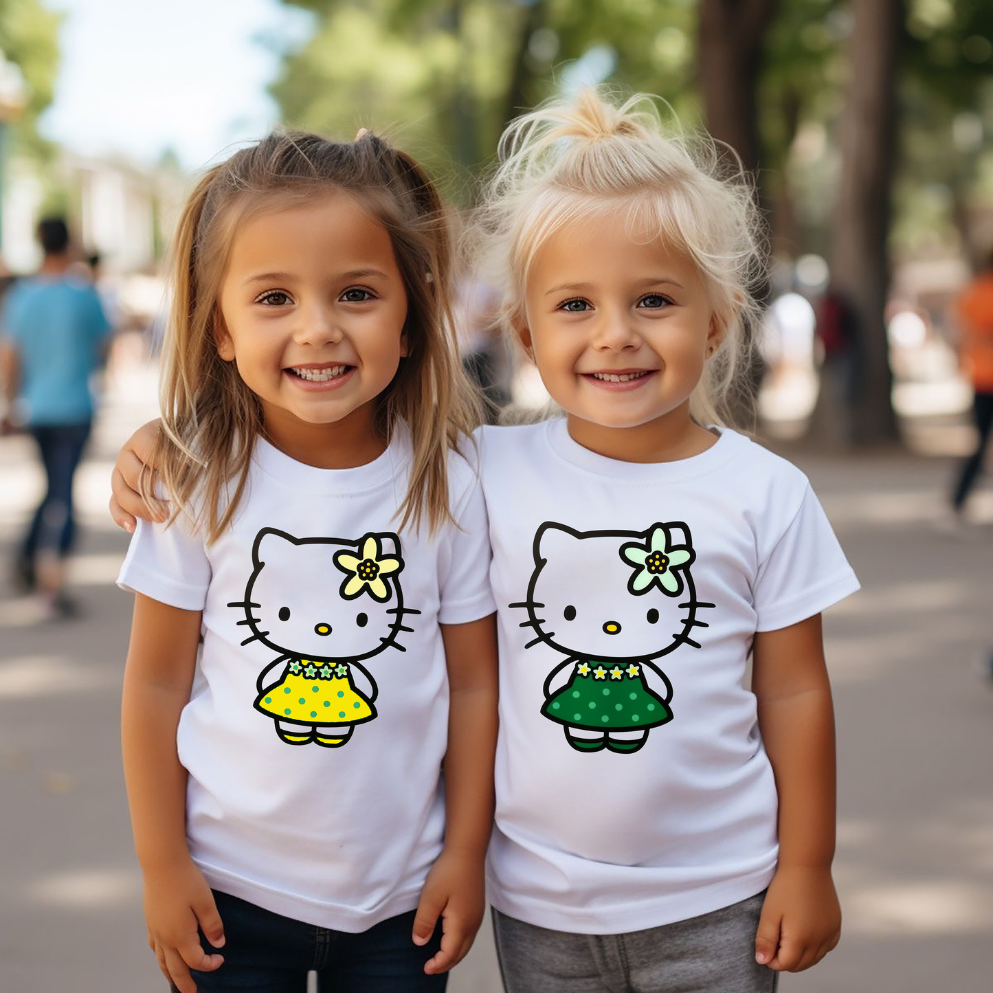 VLAM Kitty Cartoon Print Kids T-shirt  (Pack of 2)