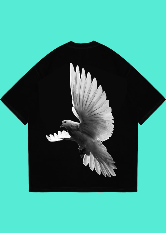 VLAM Flying Bird Back Print Unisex Oversized Tshirt
