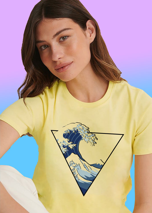 VLAM Womens Triangle Wave Print Beach Tshirt