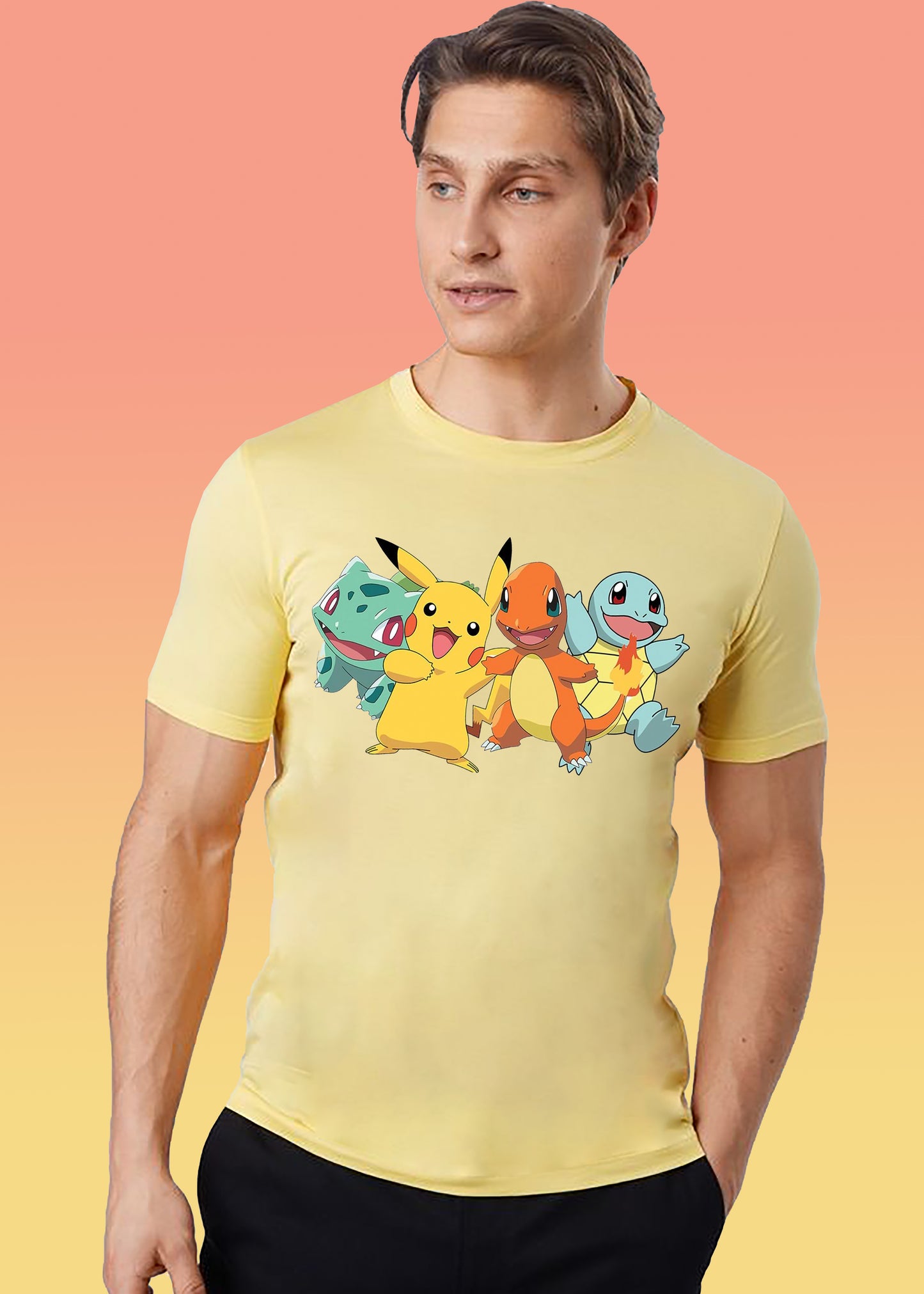 VLAM Mens Pokemon Cartoon Printed Tshirt