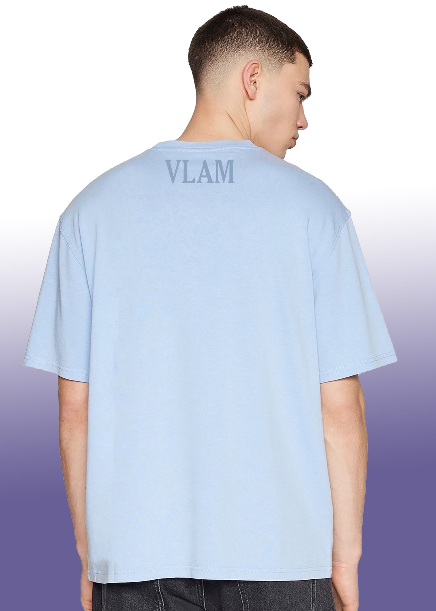 VLAM Sky Blue Regular Fit Solid Tshirt