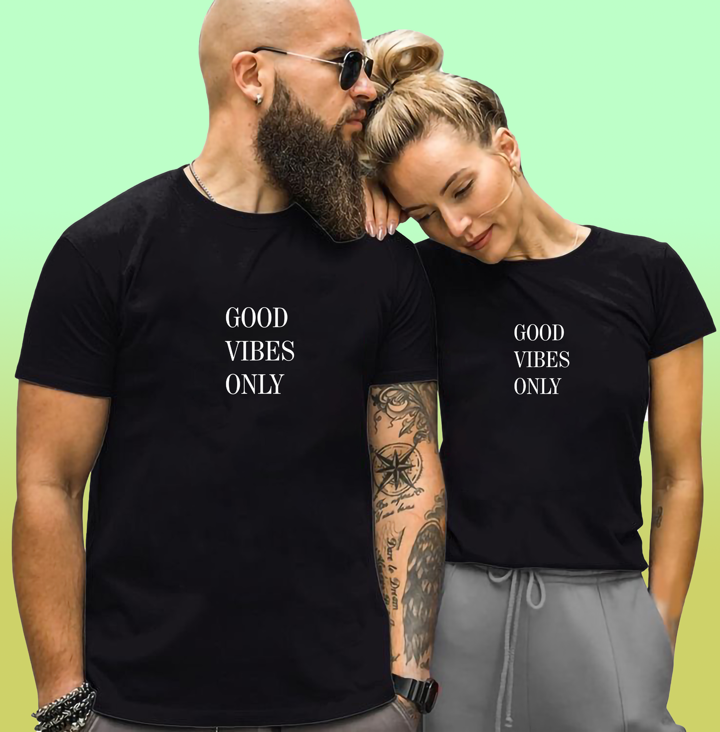 VLAM Good Vibes Only Couple Tshirt (Pack Of 2)