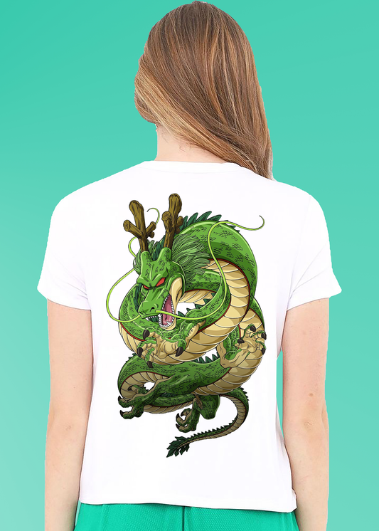 VLAM Green Dragon Back Printed Women Tshirt