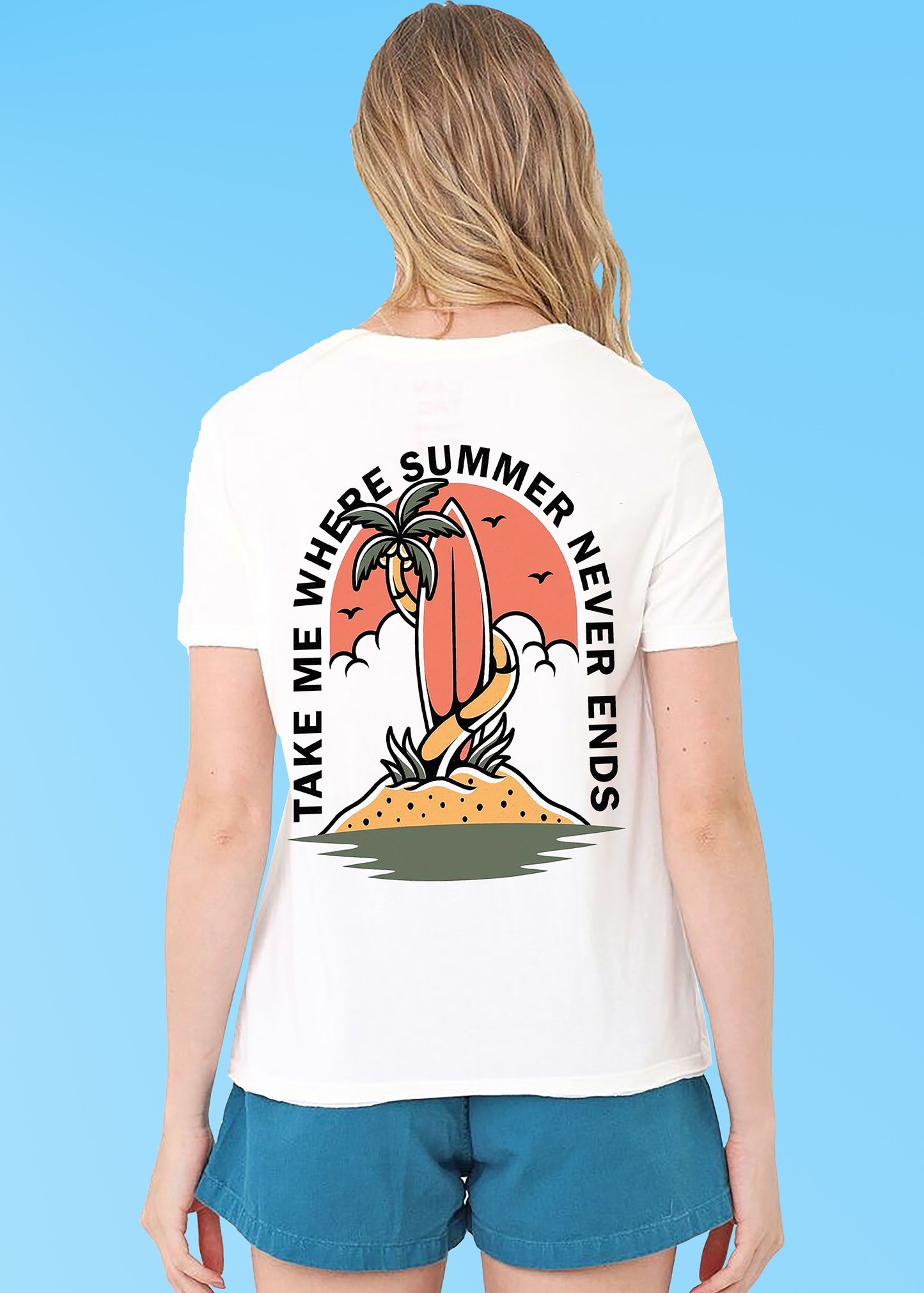VLAM Summer Surf Back Printed Women T-shirt