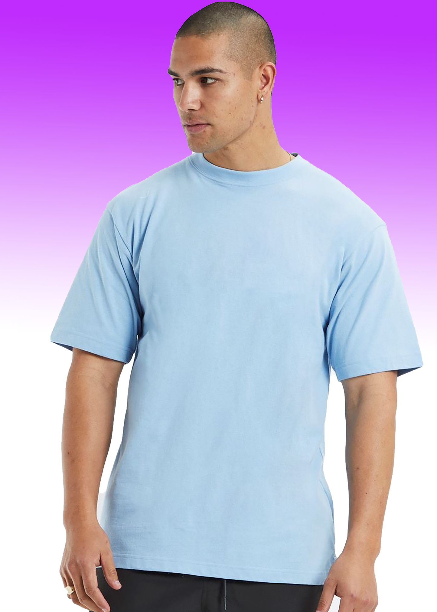 VLAM Sky Blue Solid Oversized Tshirt