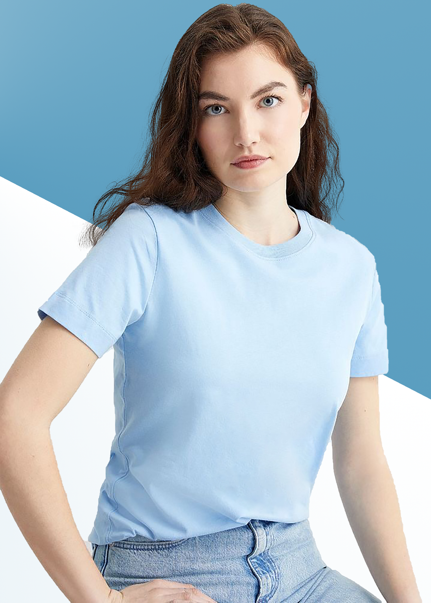 VLAM Sky Blue Regular Fit Solid Tshirt