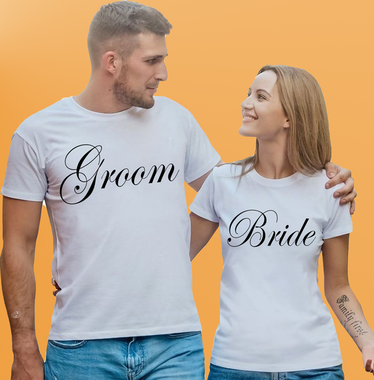 VLAM Groom and Bride Couple Tshirt (Pack Of 2)
