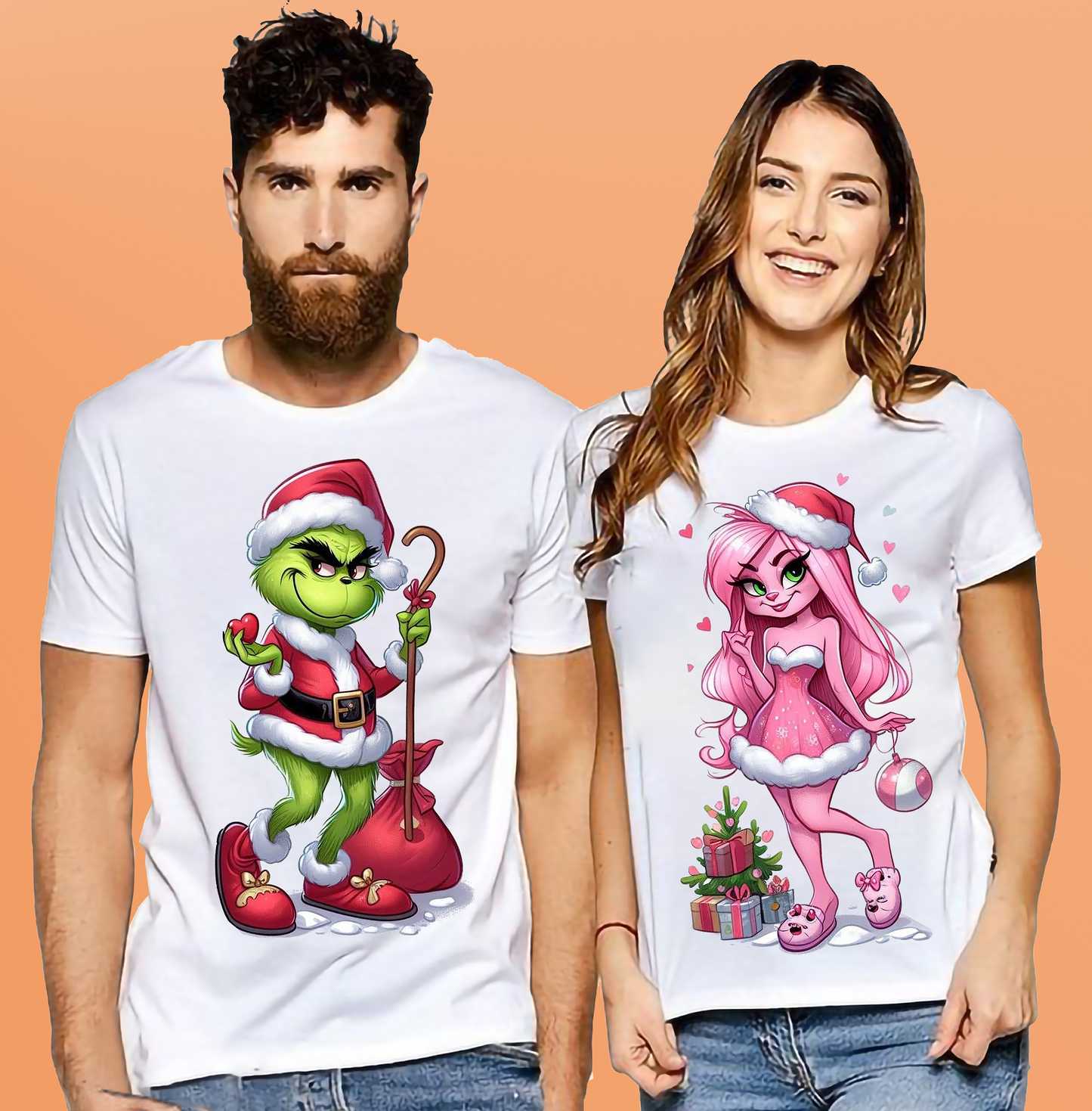 VLAM Santa Grinch Couple Tshirt (Pack Of 2)