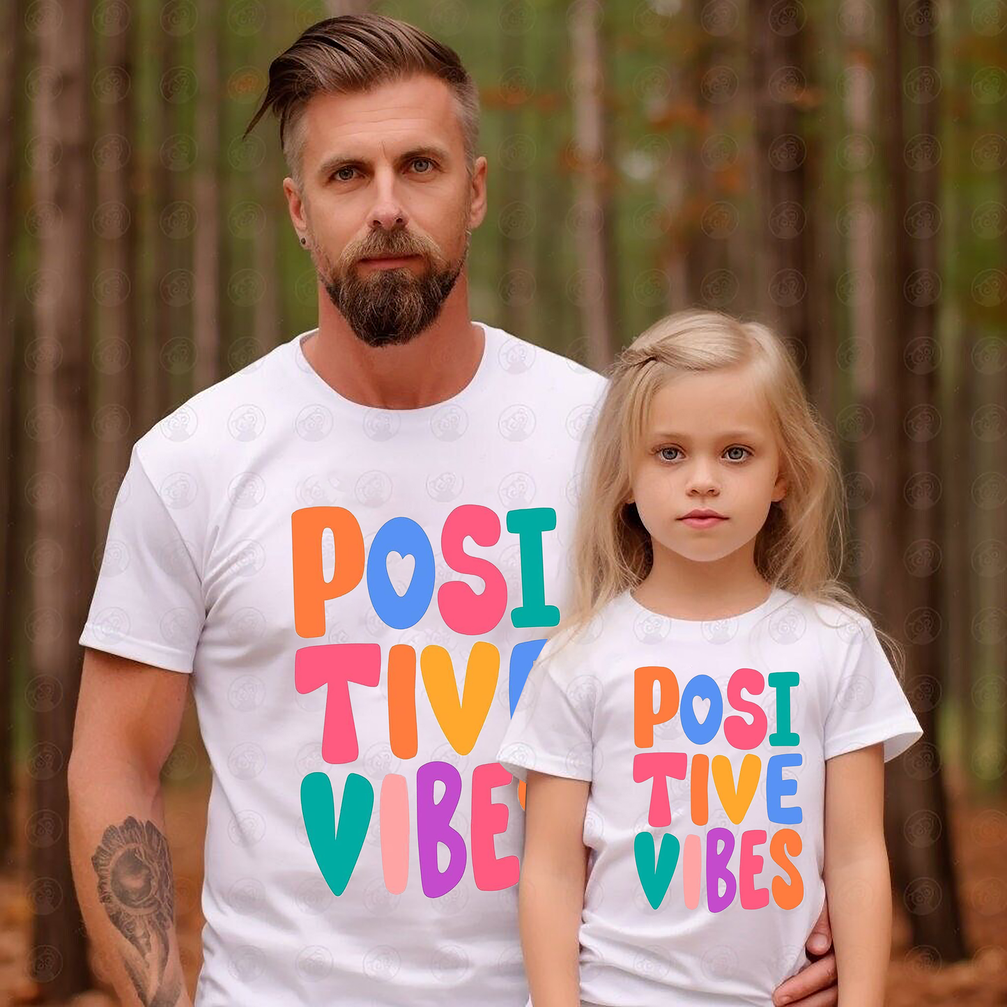 VLAM Positive Vibes Dad and Daughter T-shirt