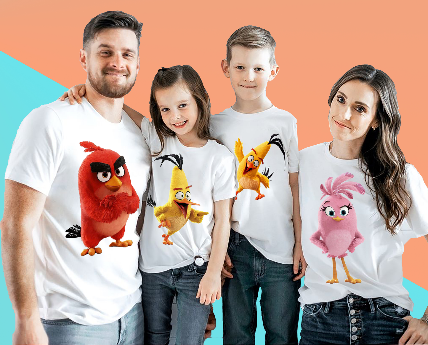 Angry Birds Print Family Tshirt (Pack Of 4)