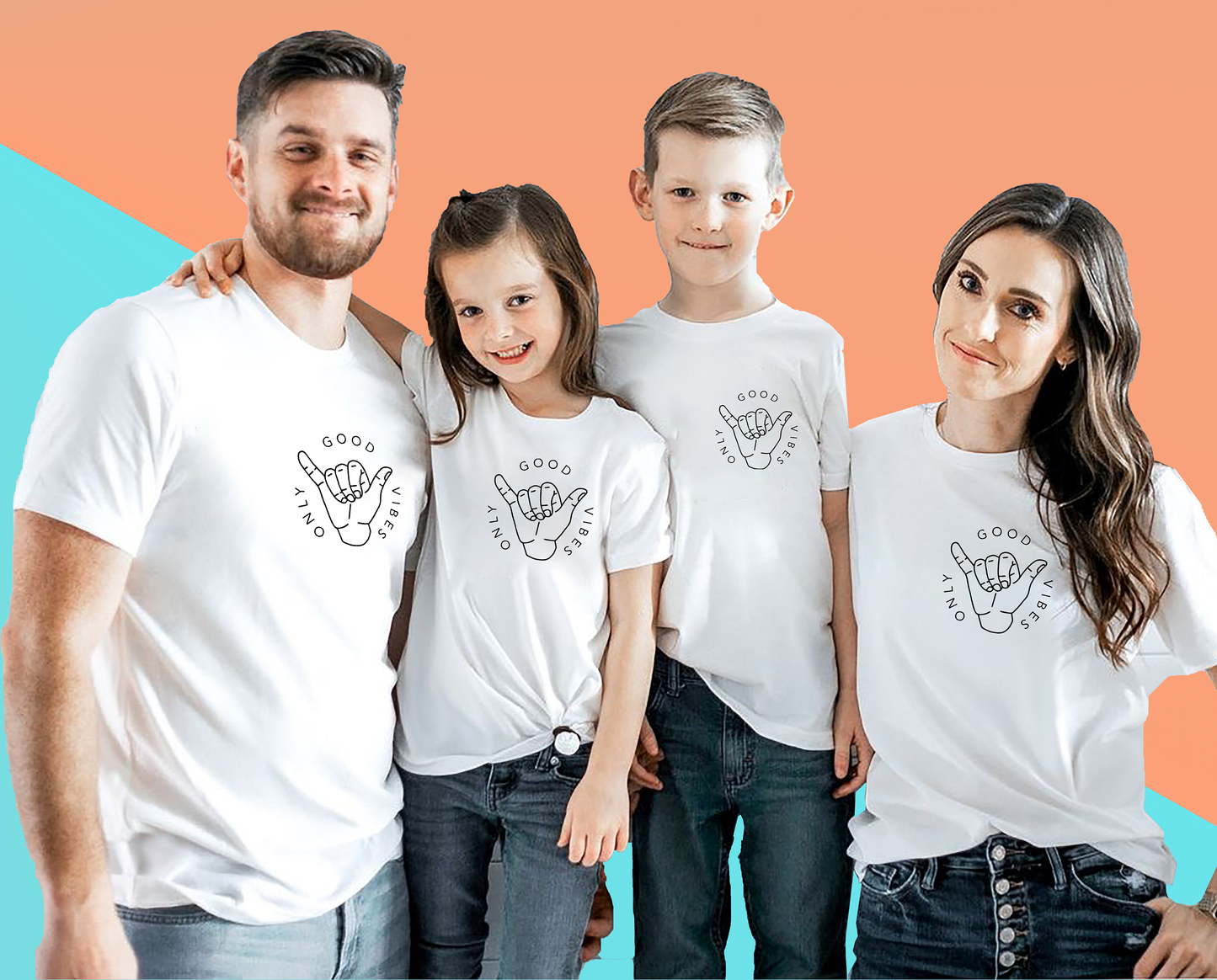 VLAM Good Vibes Only Family Tshirt (Pack Of 4)