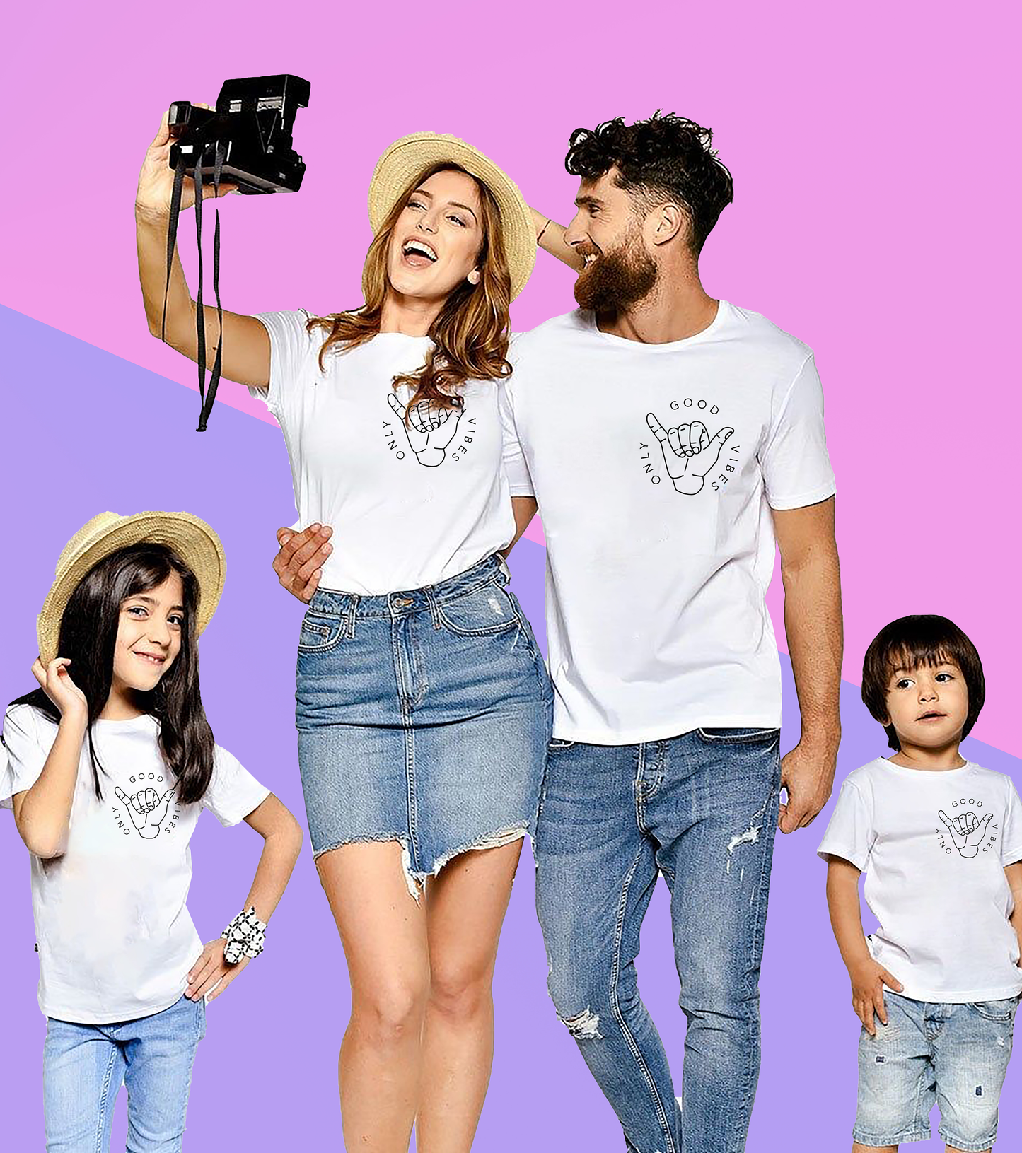 VLAM Good Vibes Only Family Tshirt (Pack Of 4)