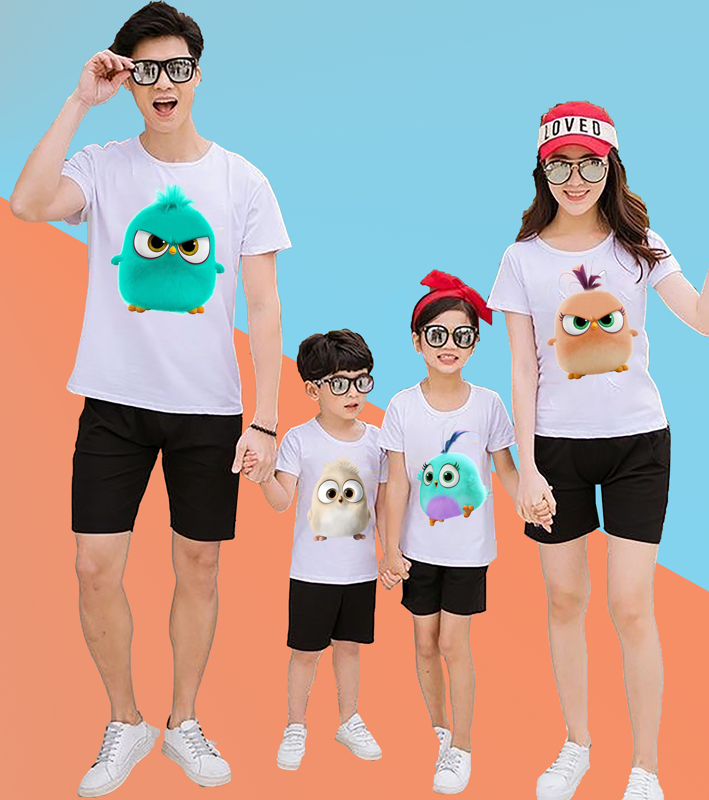 Funny Angry Birds Print Graphic Family Tshirt (Pack Of 4)