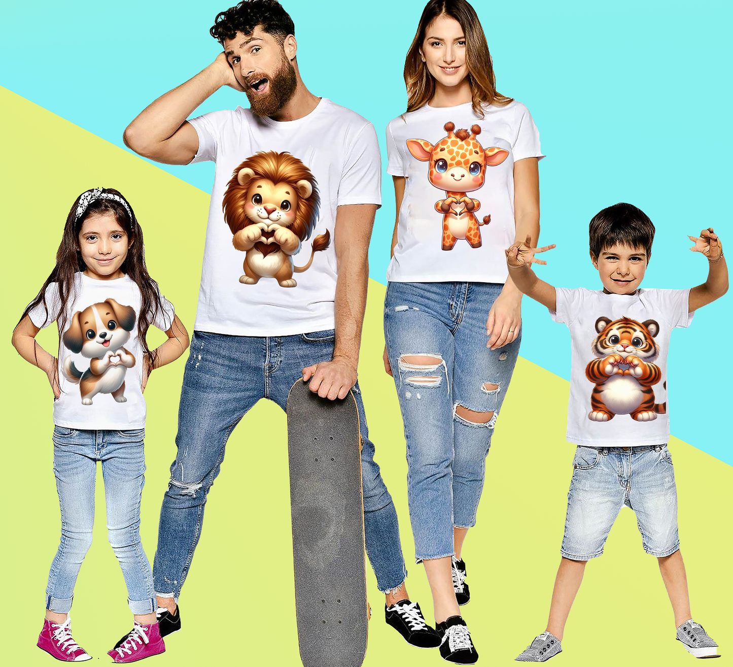 VLAM Animal Printed Family Tshirt (Pack Of 4)