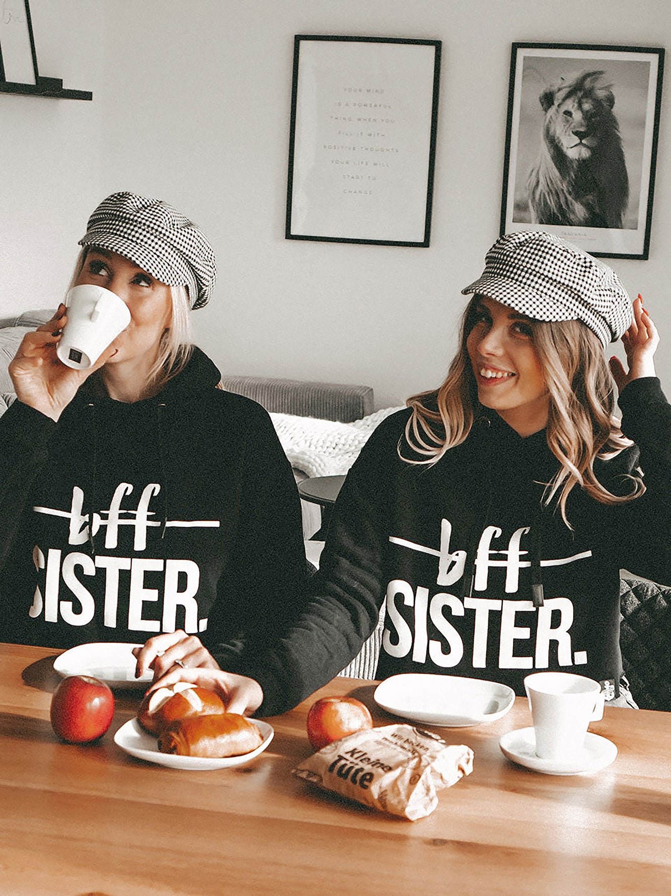 Friends Forever Sisters Black Hoodie