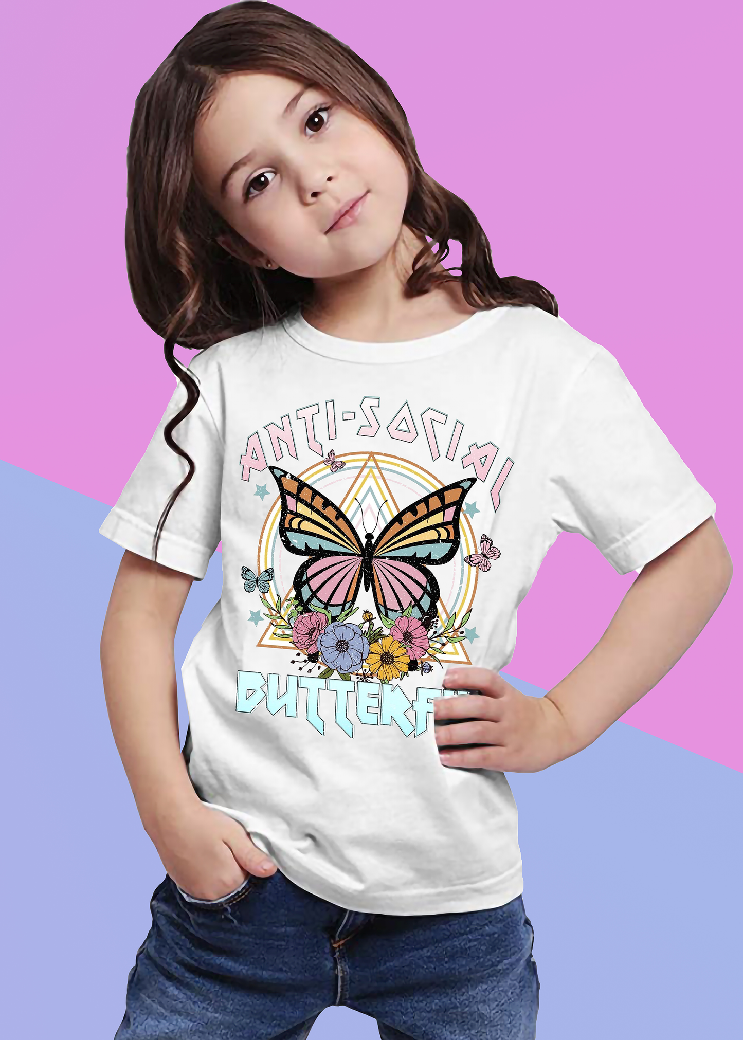 VLAM Anti Social Butterfly Printed Girls Tshirt