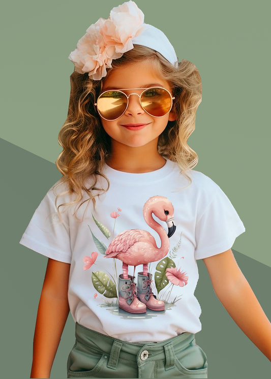 VLAM Pink Flamingo Tshirt For Girls