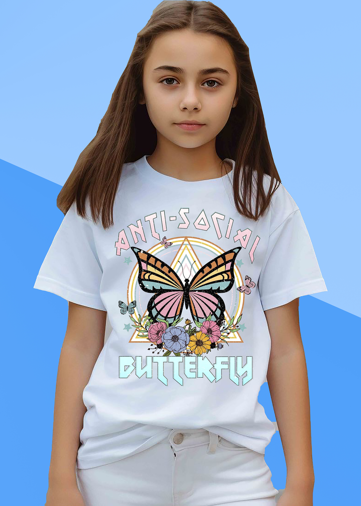 VLAM Anti Social Butterfly Printed Girls Tshirt