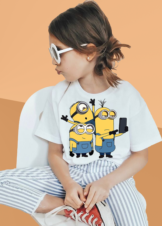 VLAM Minions Print Cartoon Tshirt For Girls