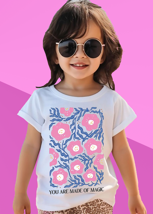 VLAM Pink Flower Art Tshirt for Girls