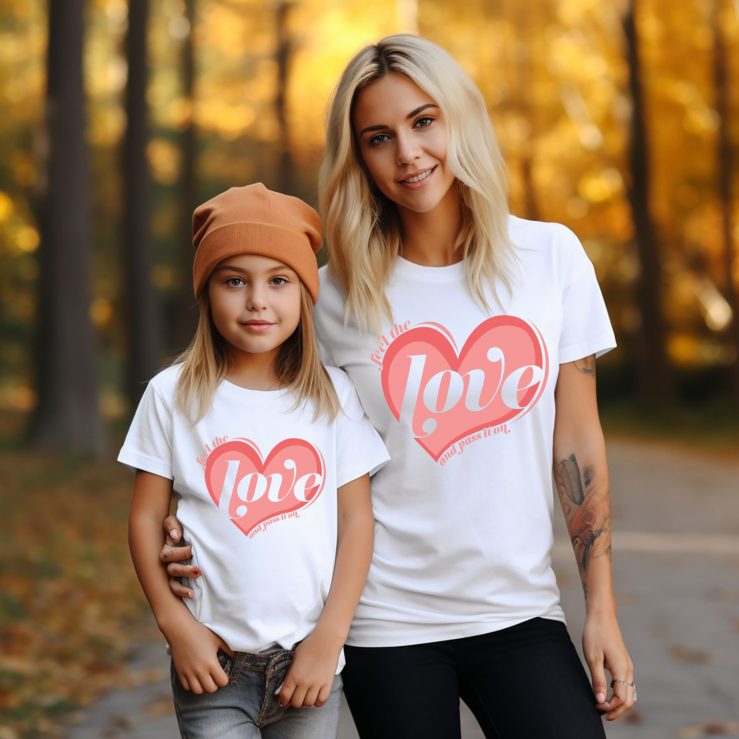 VLAM Feel the Love Mom and Daughter Tshirt
