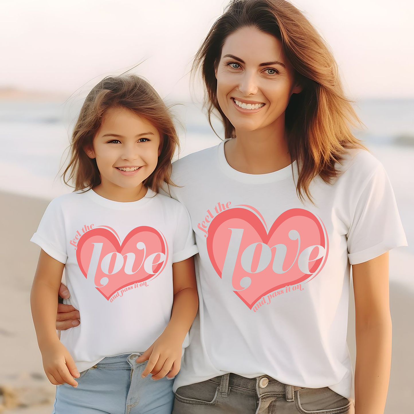 VLAM Feel the Love Mom and Daughter Tshirt