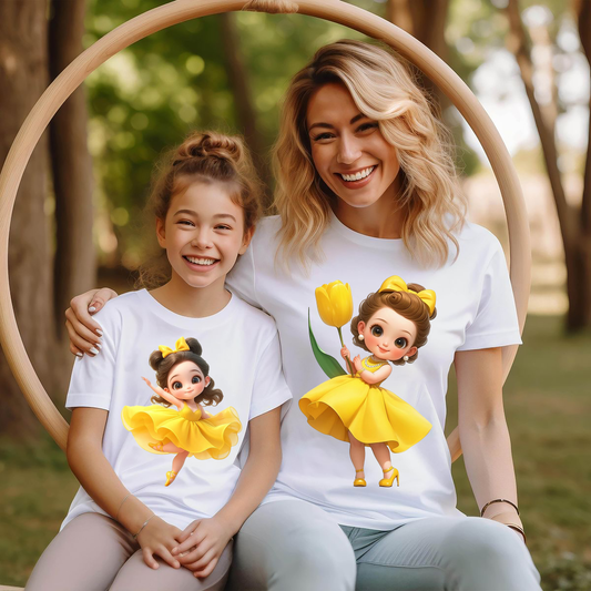 VLAM Mom and Daughter Yellow Princess Tshirt
