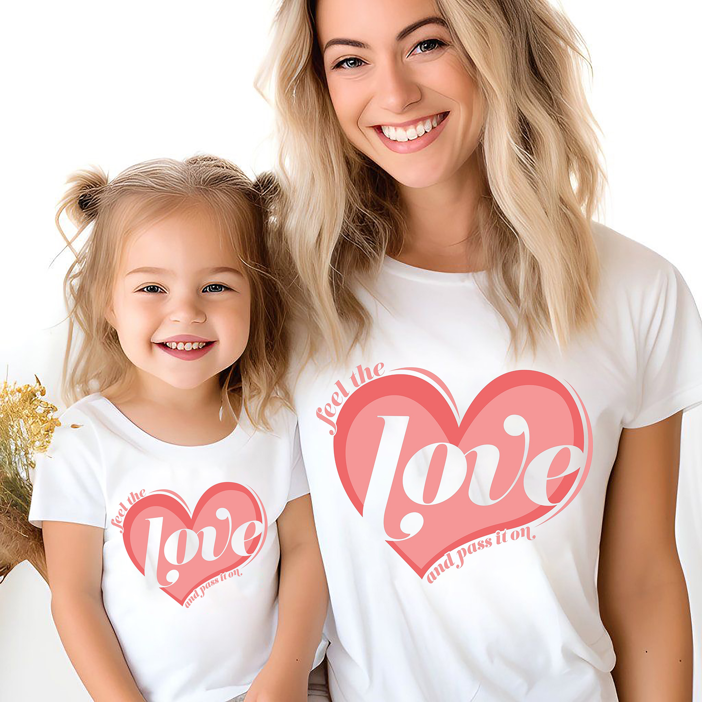 VLAM Feel the Love Mom and Daughter Tshirt
