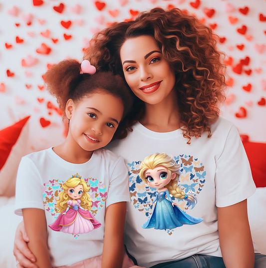 VLAM Princesses Print Mom and Daughter Tshirt