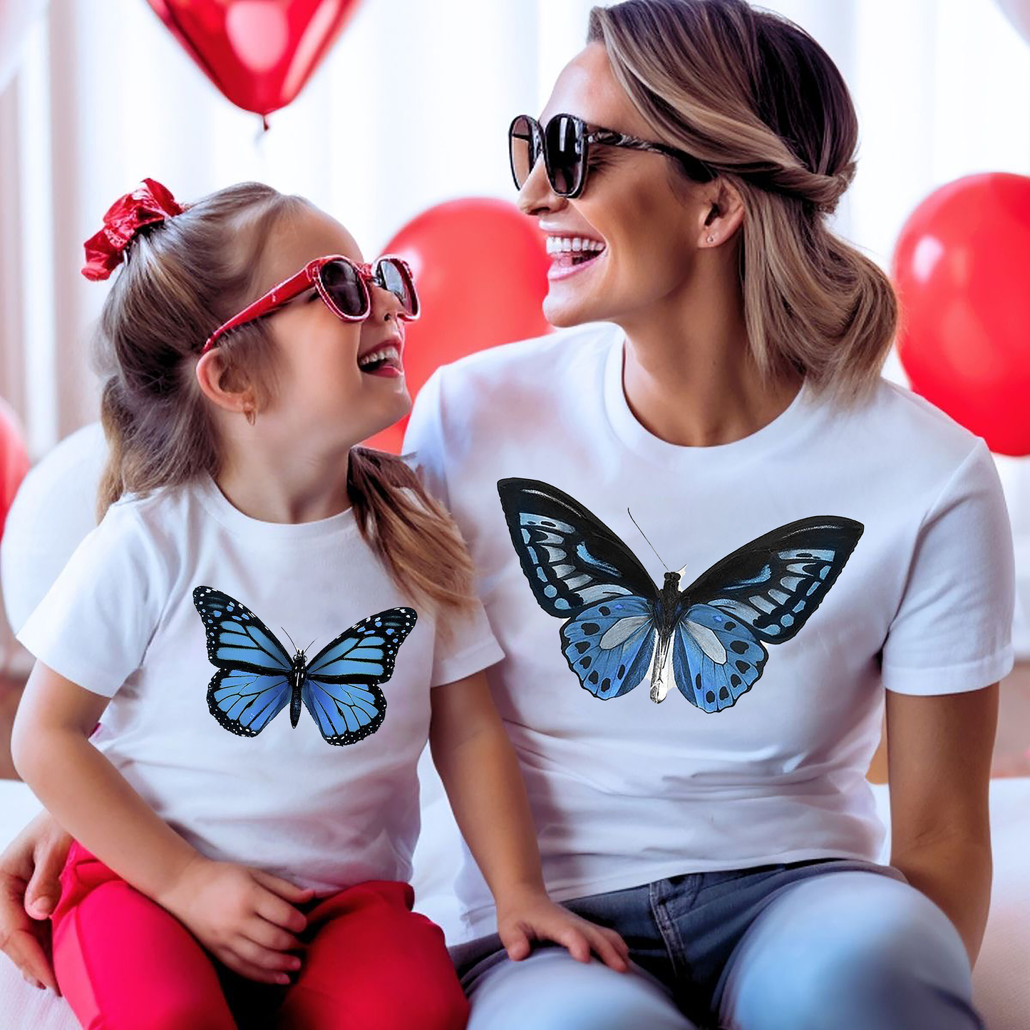 VLAM Butterfly Print Mom and Daughter Tshirt