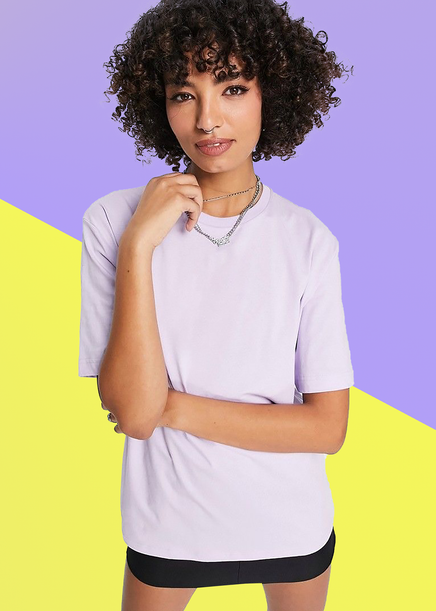 VLAM Oversized Fit Onion Pink Solid Tshirt