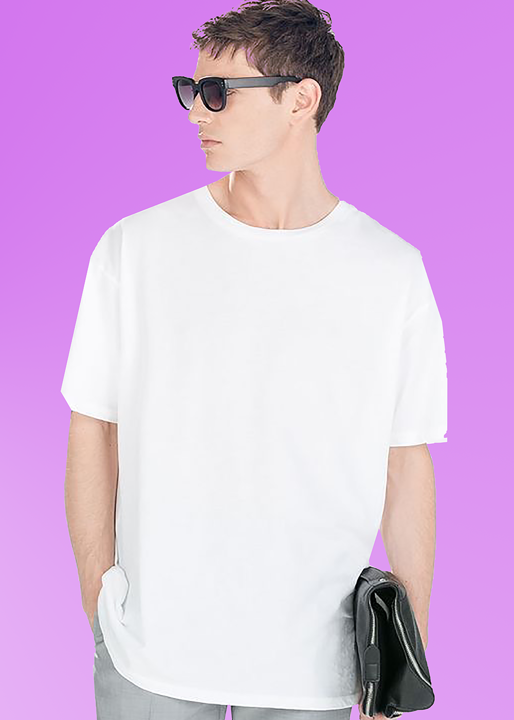 VLAM Oversized Fit White Solid Tshirt