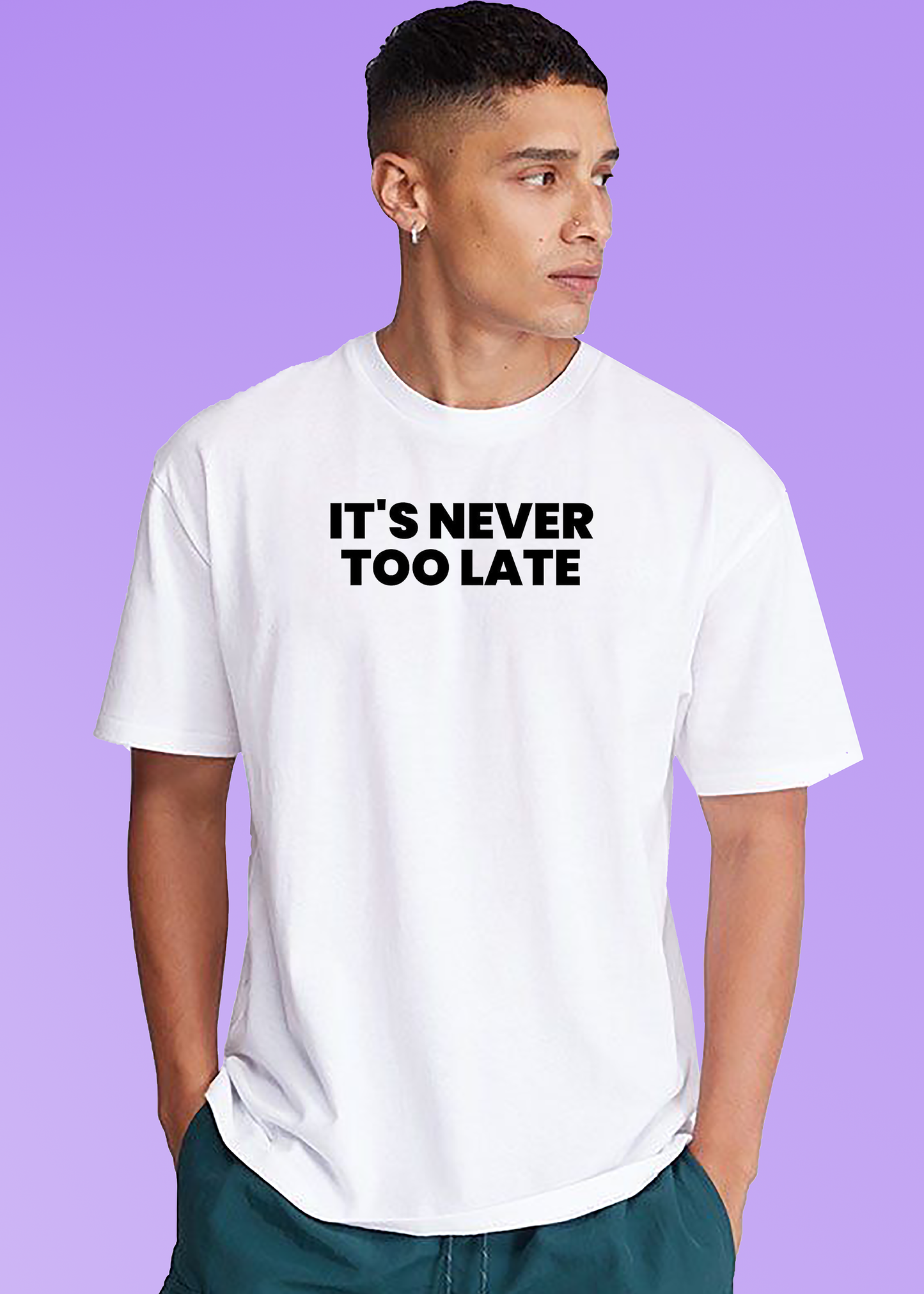 VLAM Its Never Too Late Statement Tshirt For Men