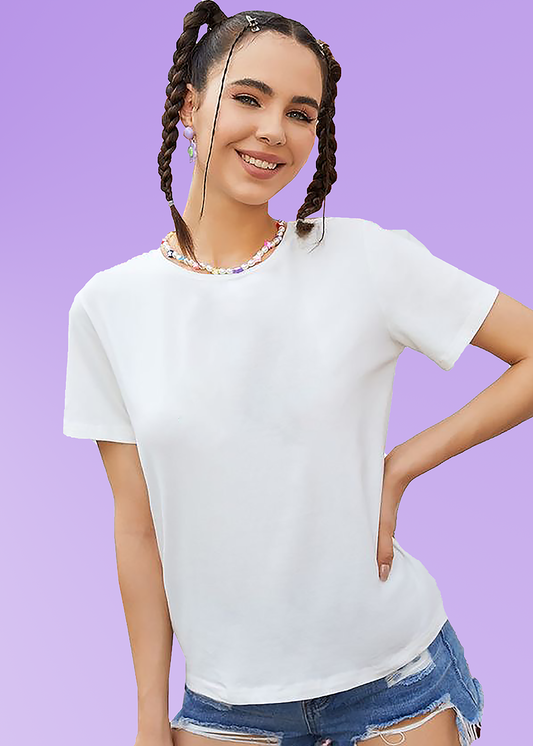 VLAM Regular Fit White Solid Tshirt