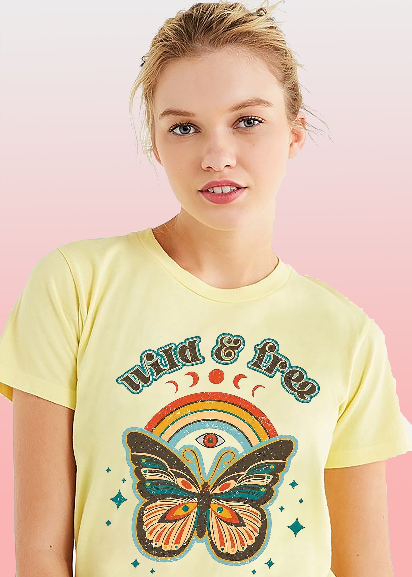 VLAM Womens Wild and Free Butterfly Tshirt
