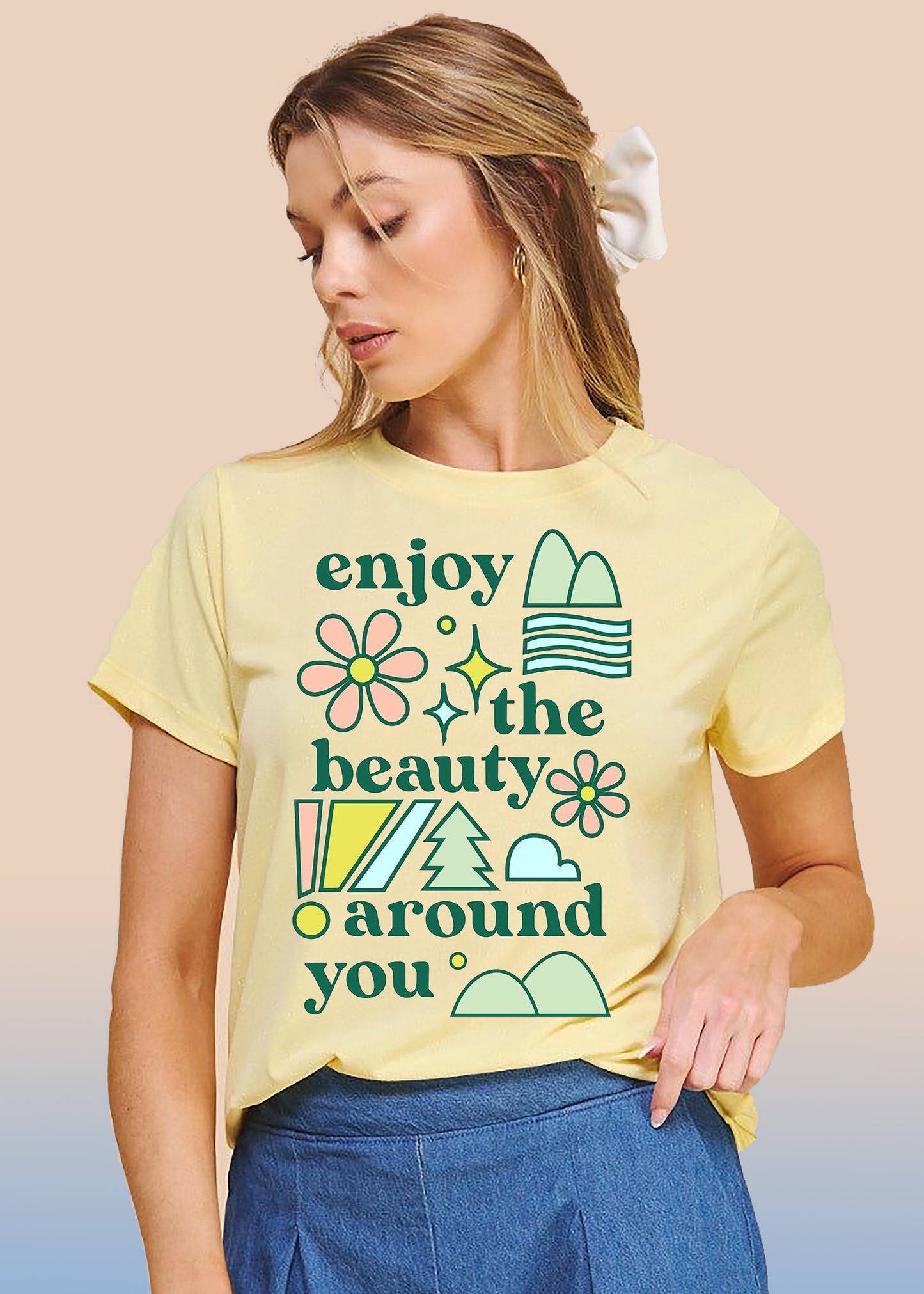 VLAM Womens Enjoy The Beauty Quote Tshirt