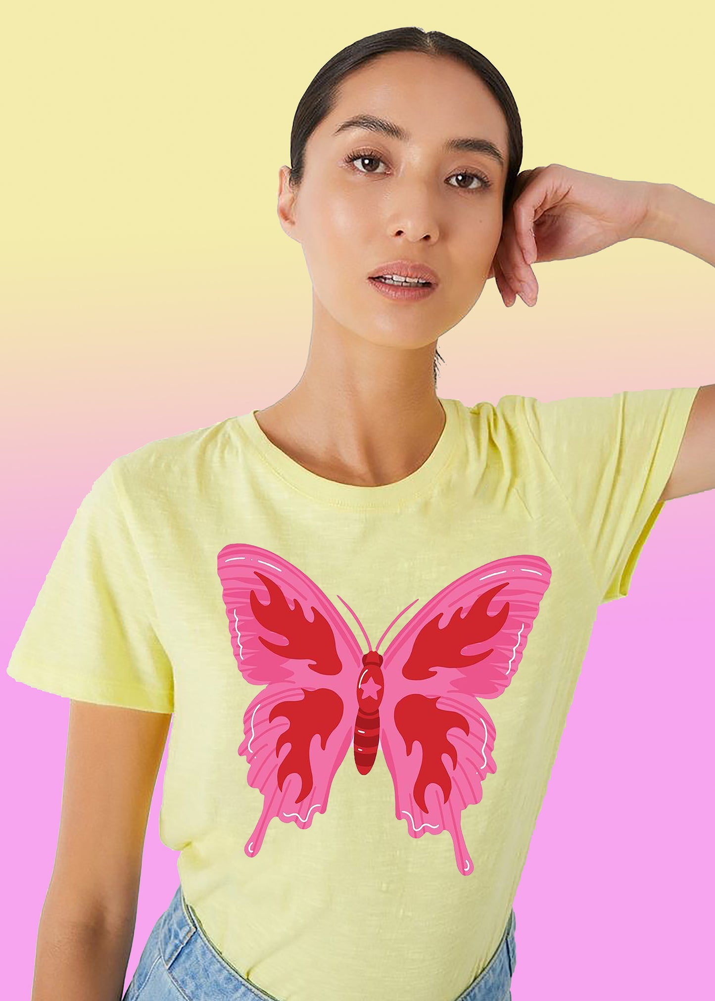 VLAM Pink Butterfly Womens T-shirt