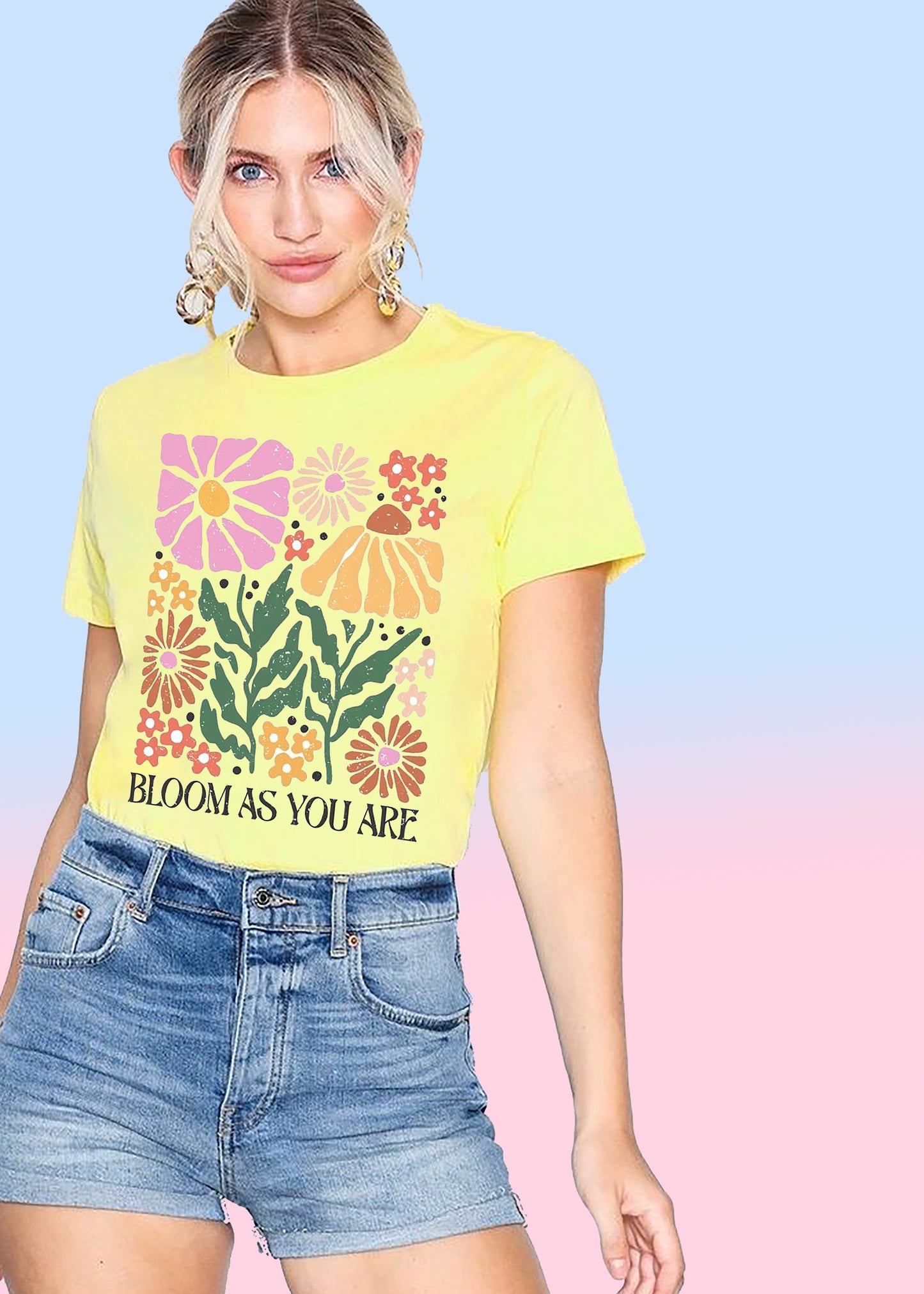 VLAM Bloom As You Are Floral Womens Tshirt