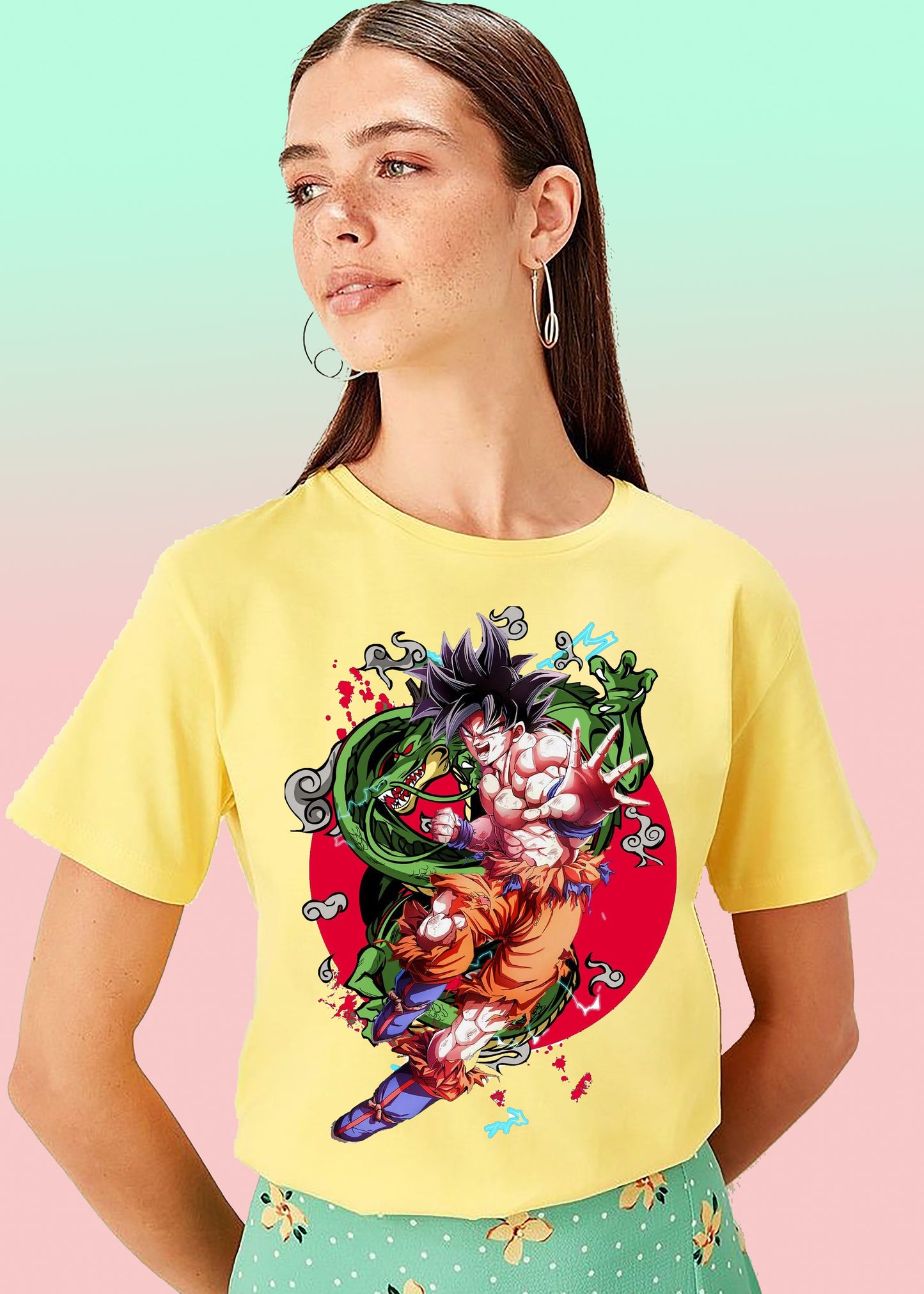 VLAM Womens Goku Dragon Cartoon T-shirt