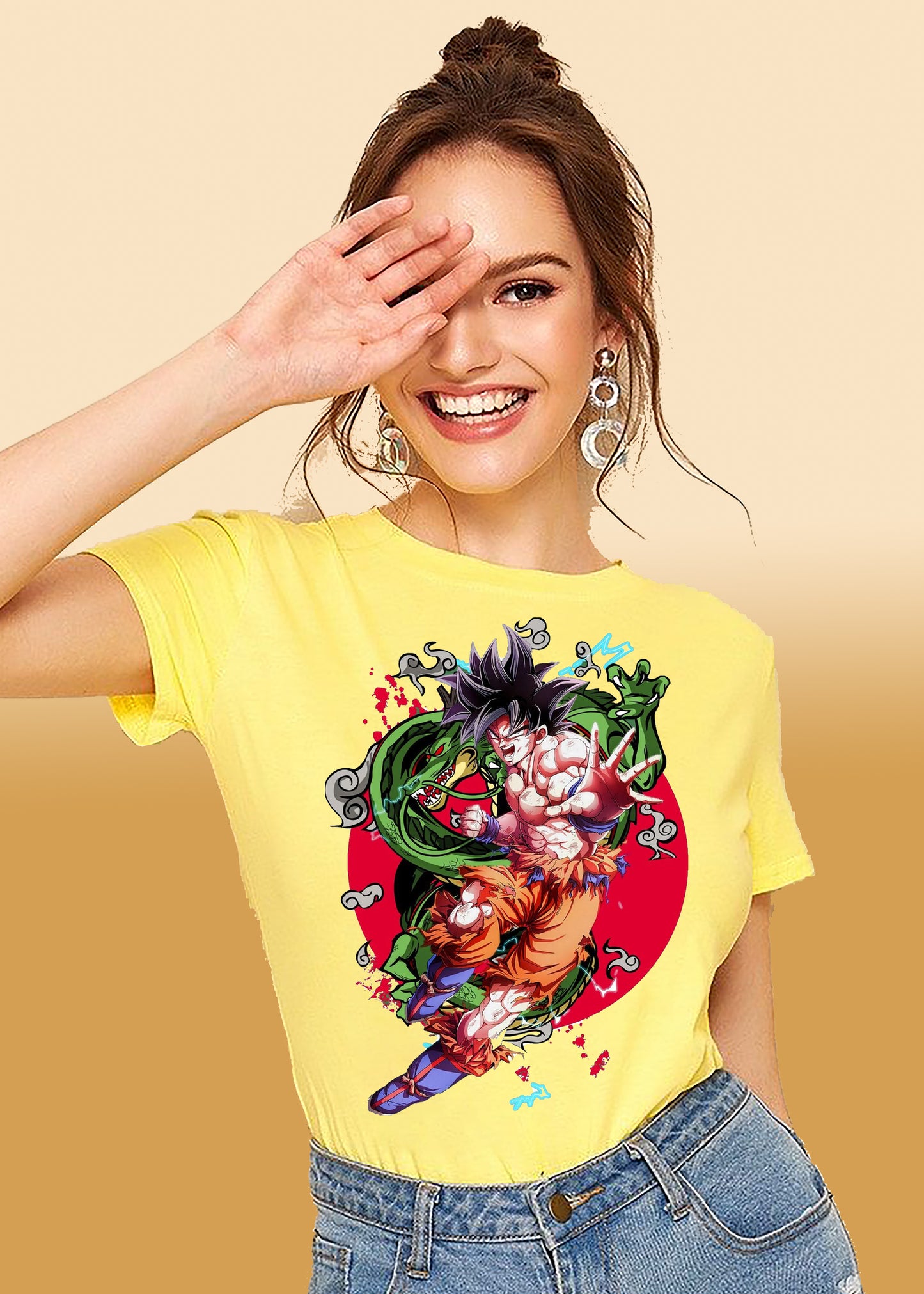 VLAM Womens Goku Dragon Cartoon T-shirt
